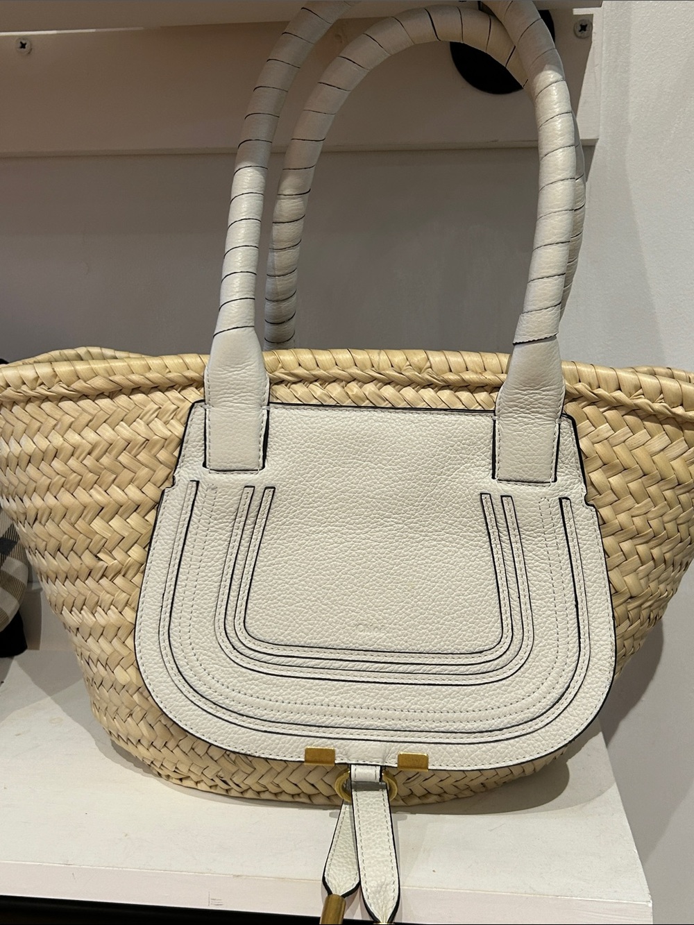 Chloé  Marcie RattanTote with cream leather